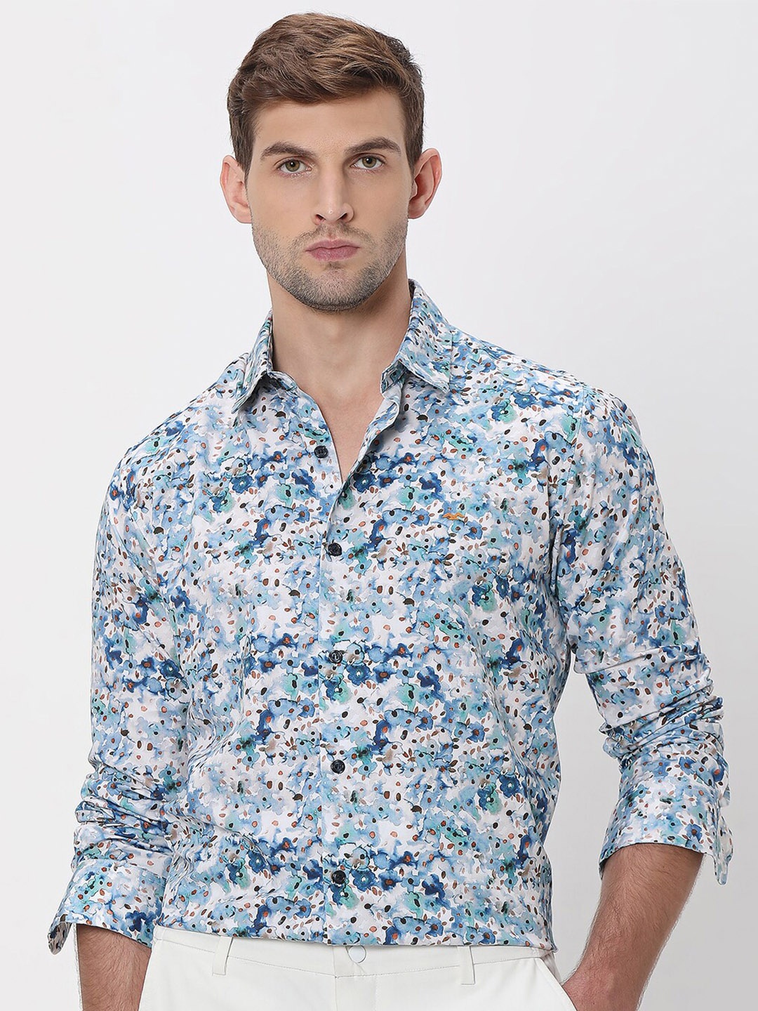 

Mufti Slim Fit Abstract Printed Cotton Casual Shirt, Blue