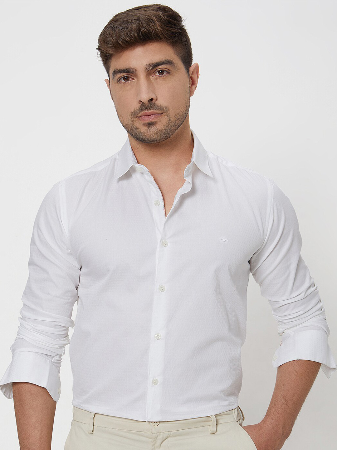 

Mufti Self Designed Slim Fit Cotton Shirt, White