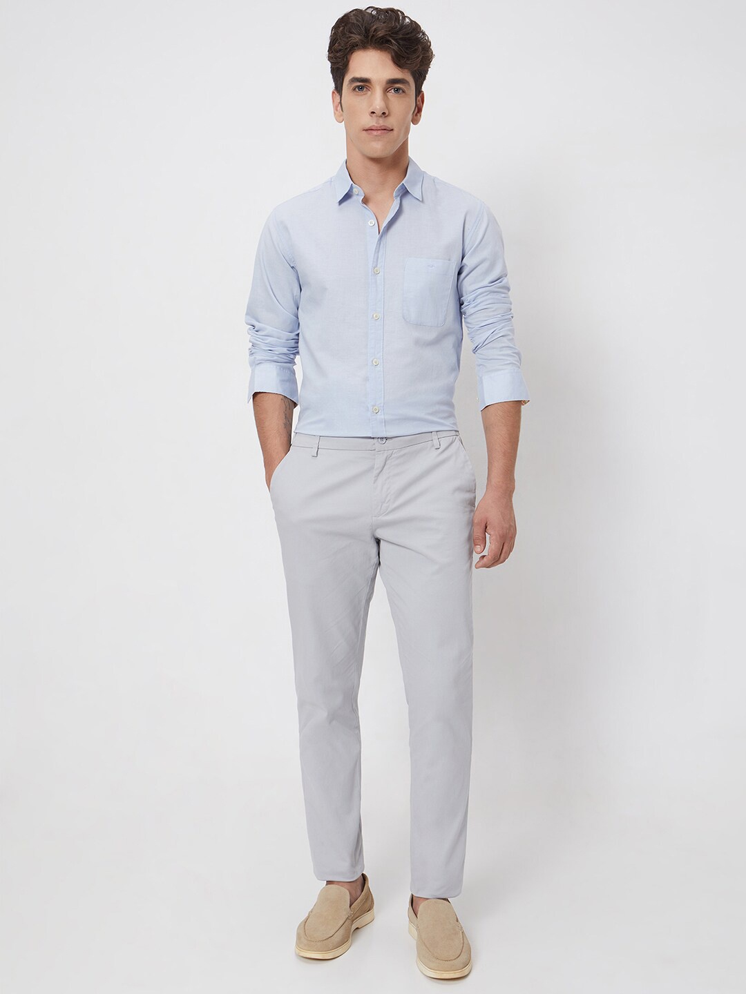 

Mufti Slim Fit Cotton Linen Casual Shirt, Blue