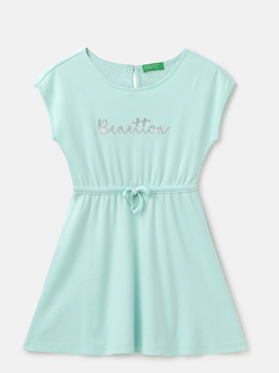 

United Colors of Benetton Printed Cotton Fit & Flare Dress, Green