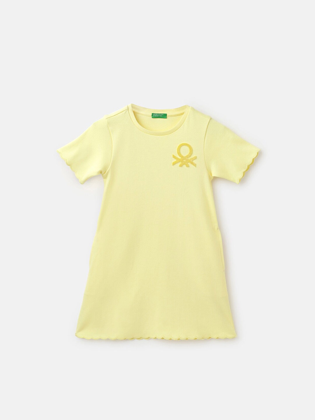 

United Colors of Benetton Regular Fit Round Neck T-shirt Dress, Yellow