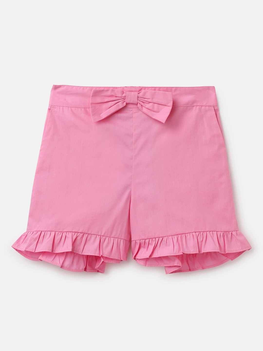 

United Colors of Benetton Girls Regular Fit Mid Rise Cotton Shorts, Pink
