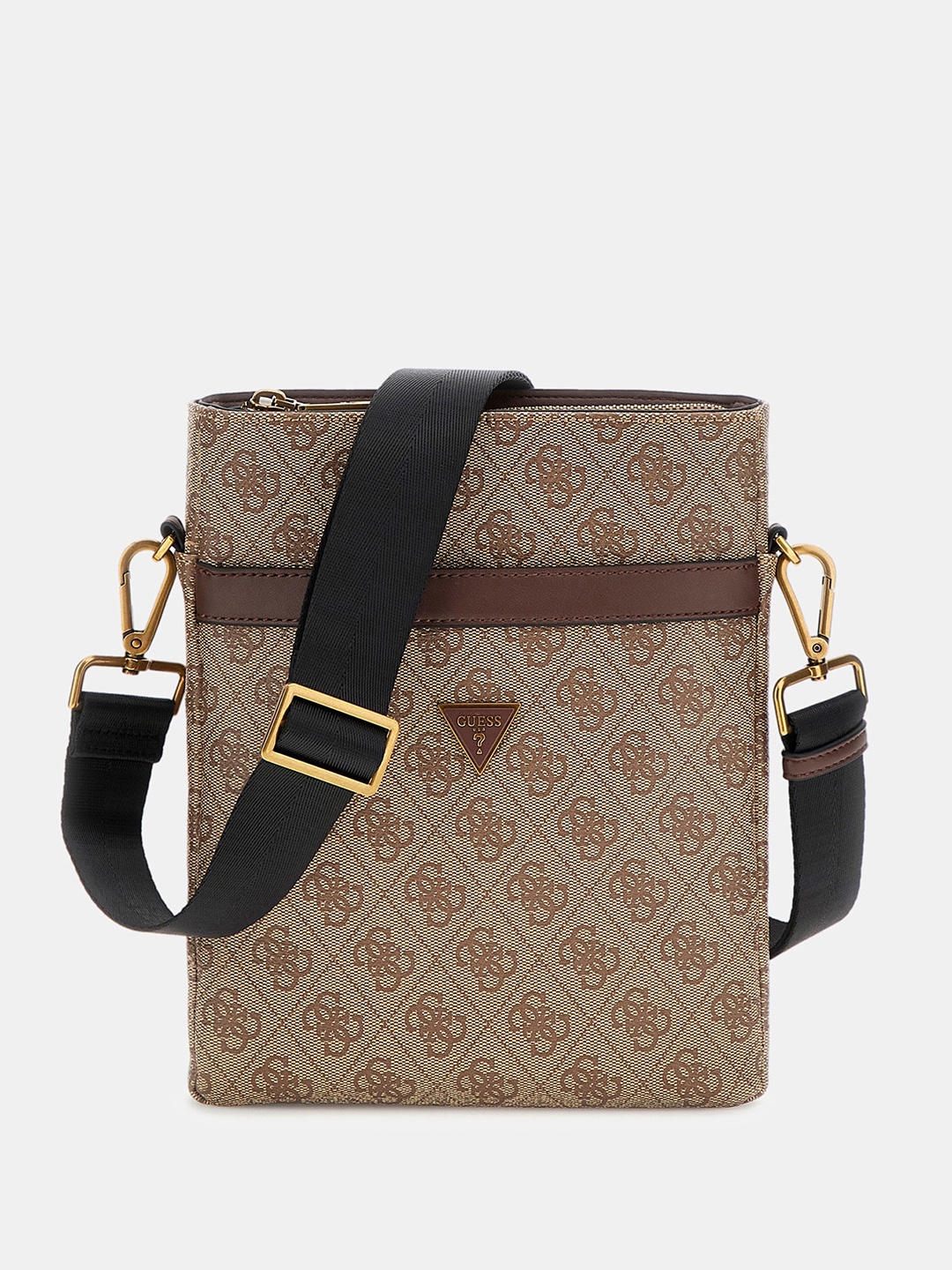 

GUESS PU Structured Printed Sling Bag, Brown