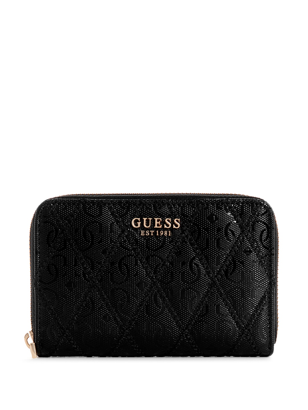 

GUESS Women Brand Logo Textured Zip Around Wallet With Quilted Detail, Black