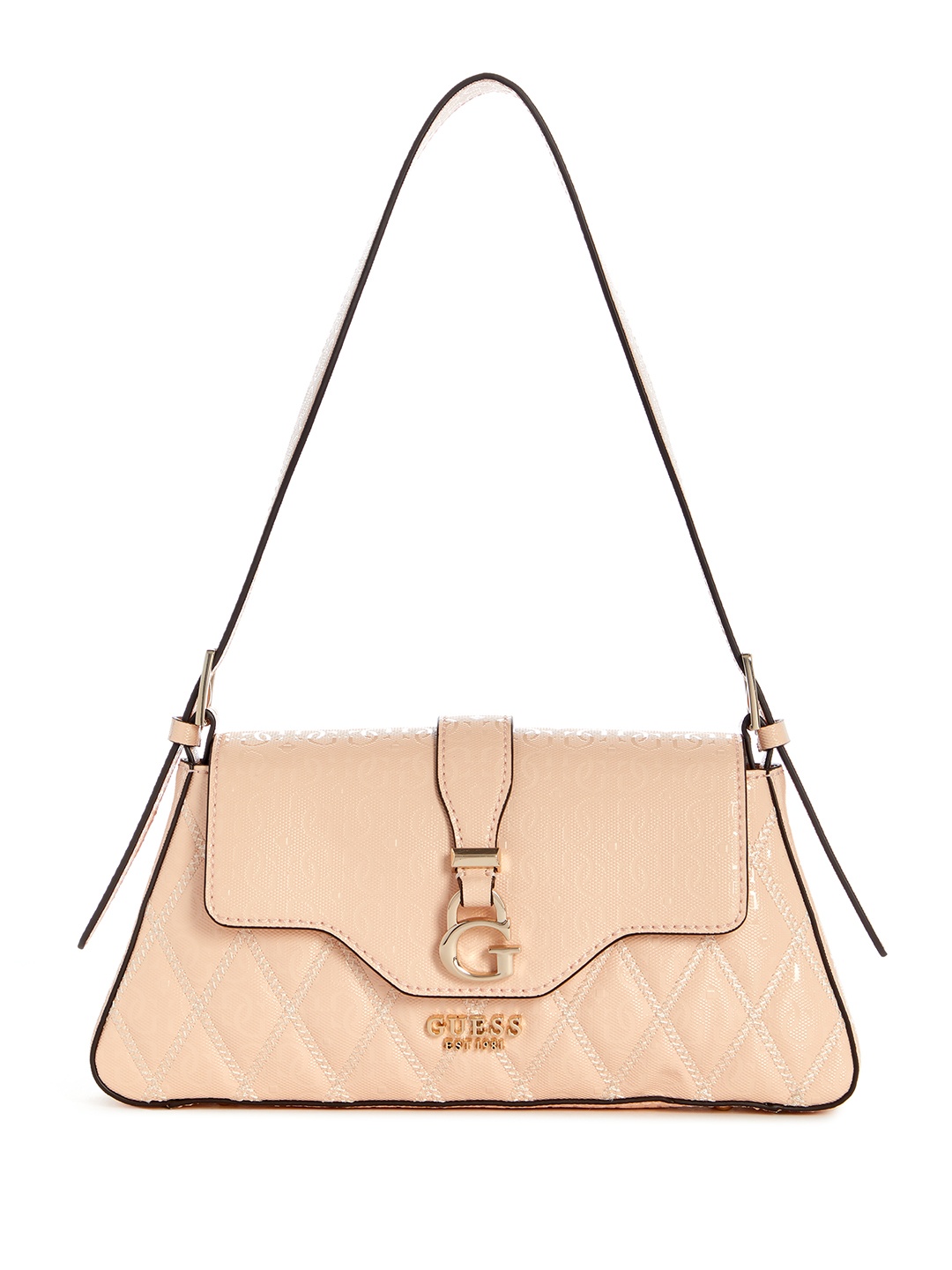 

GUESS Textured Quilted Structured Shoulder Bag, Peach