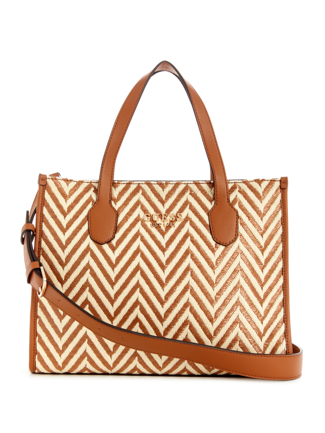 

GUESS Oversized Structured Handheld Bag, Brown