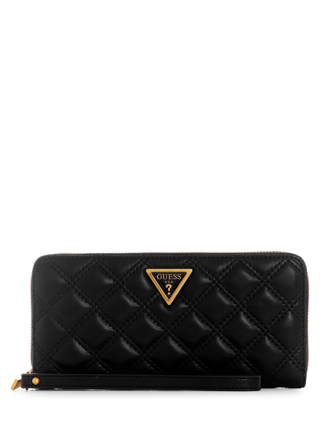 

GUESS Women Quilted Zip Around Wallet, Black