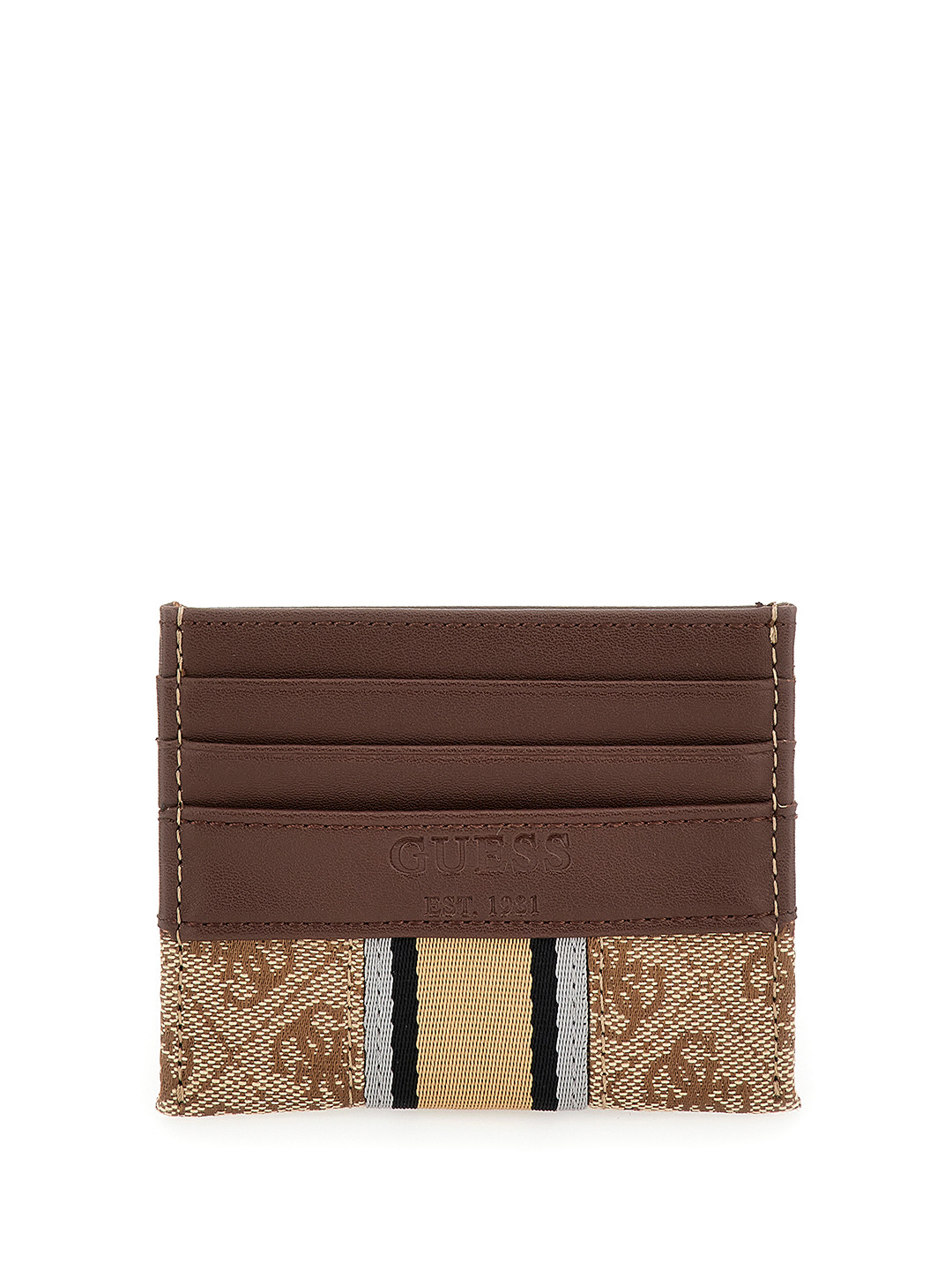 

GUESS Men Geometric PU Card Holder, Brown