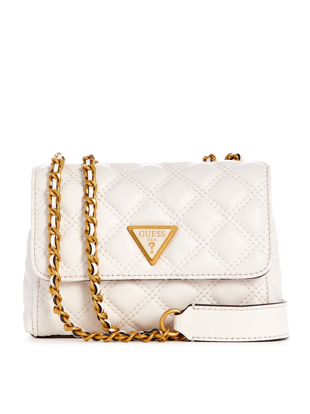 

GUESS Structured Sling Bag with Quilted Detail, White