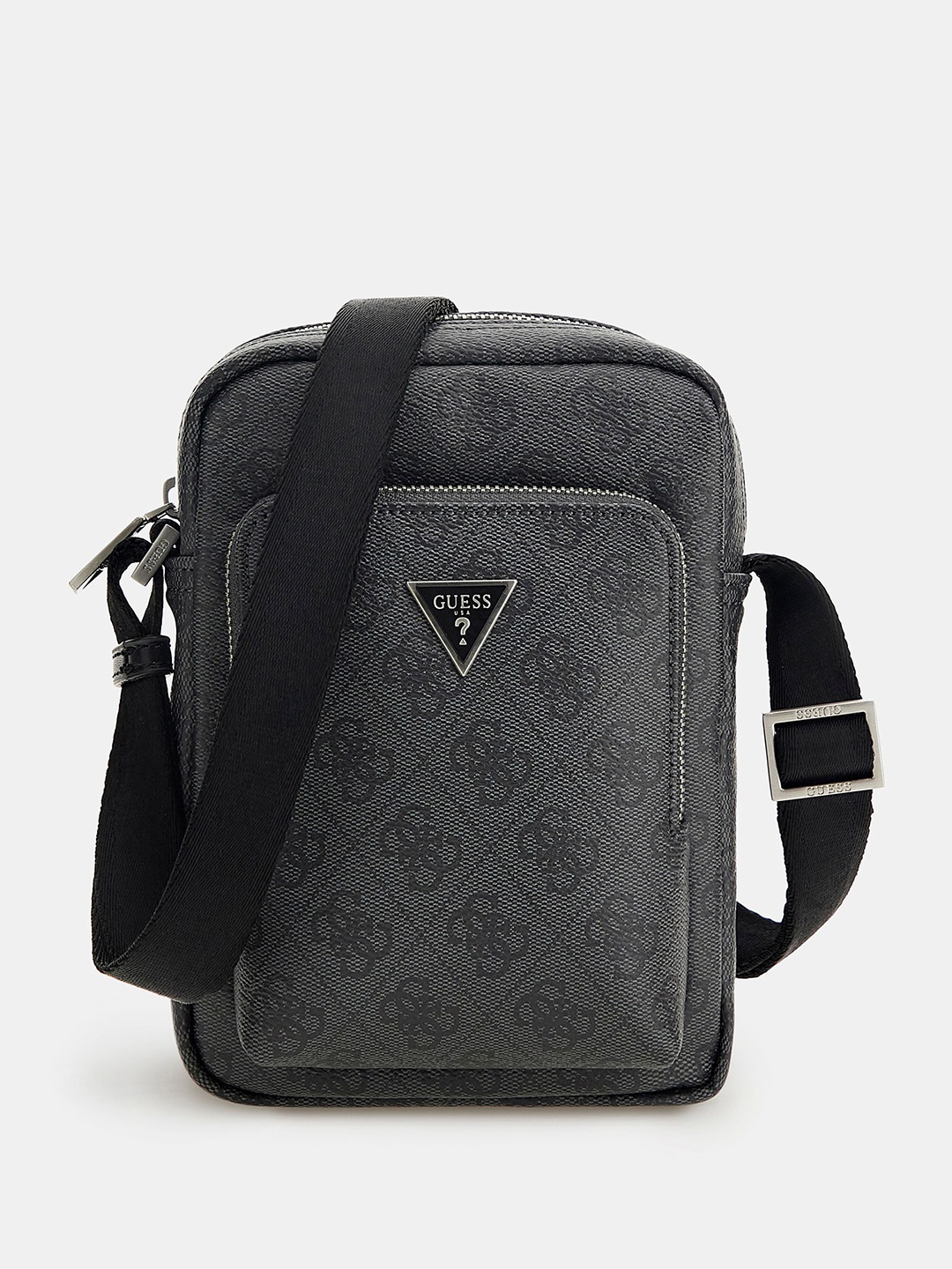 

GUESS Men Brand Logo Printed Messenger Bag, Grey