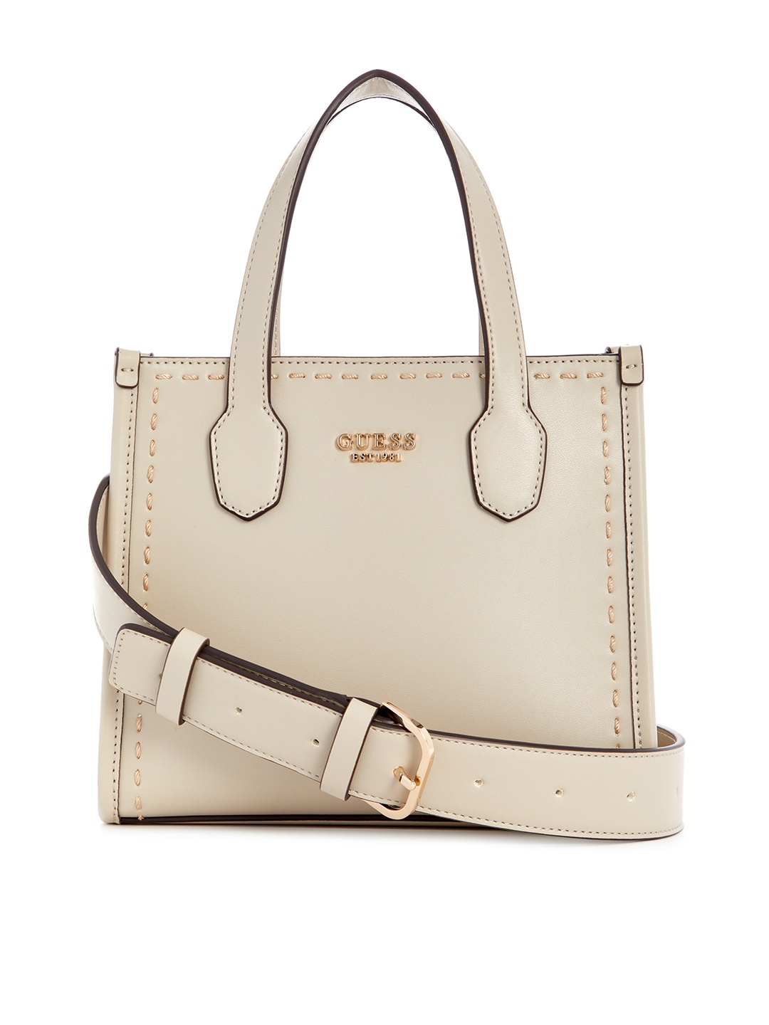 

GUESS Structured Handheld Bag, Beige
