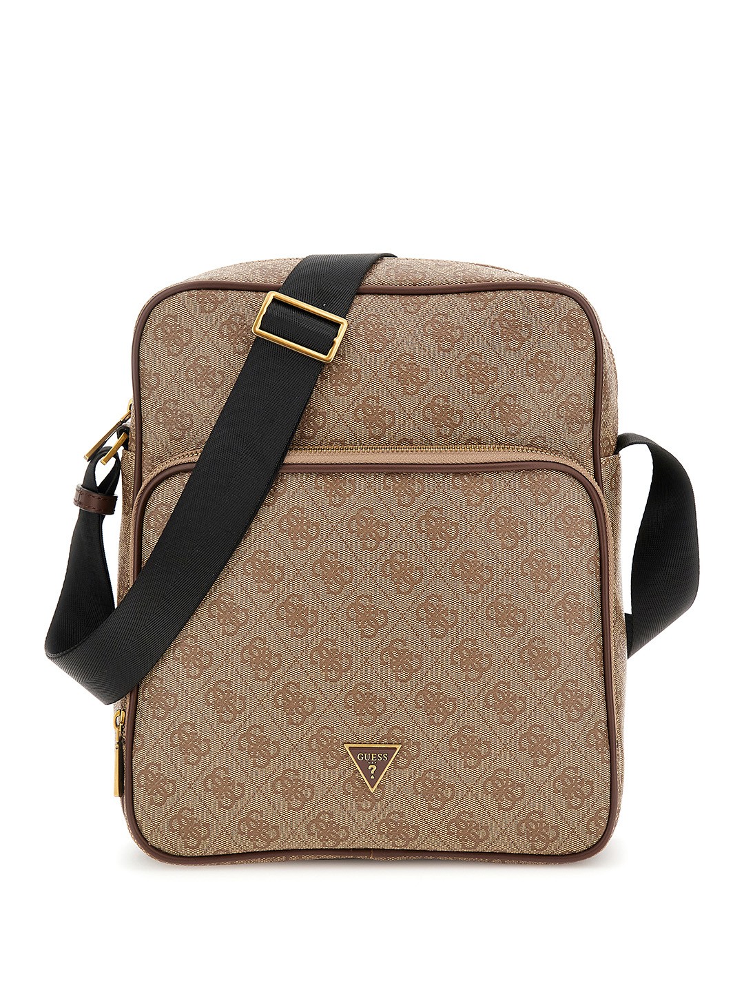 

GUESS Men Brand Logo Printed Messenger Bag, Beige