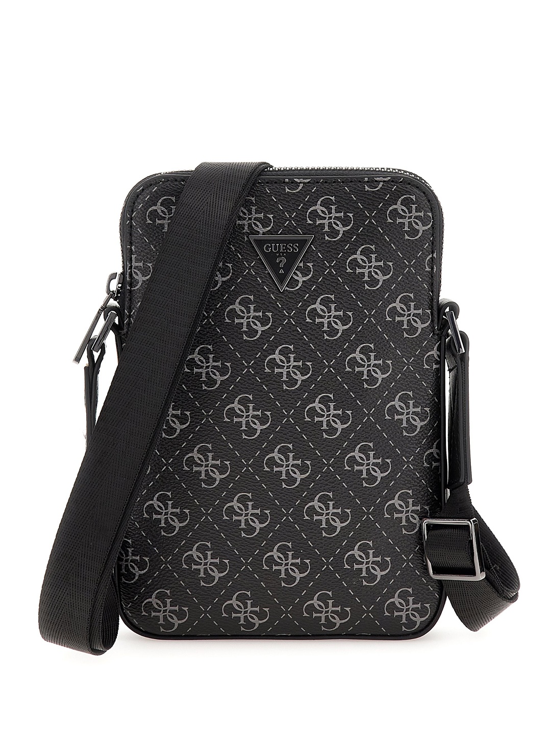 

GUESS Men Brand Logo Printed Messenger Bag, Black