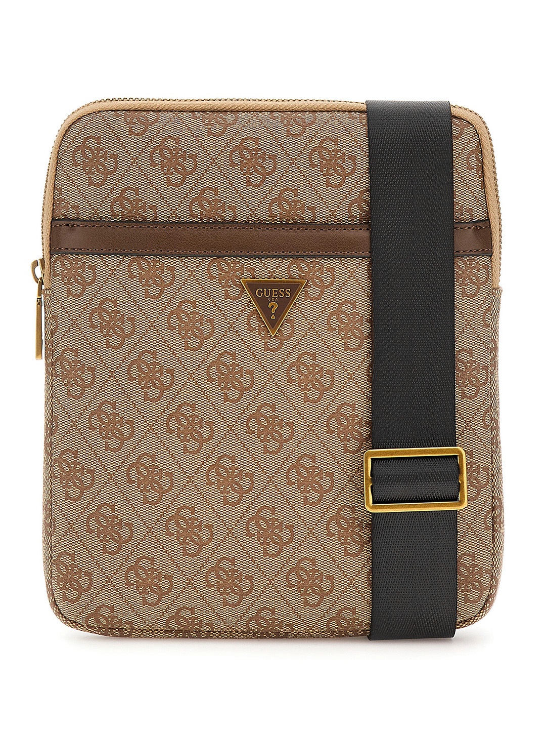 

GUESS Men Brand Logo Printed Messenger Bag, Brown
