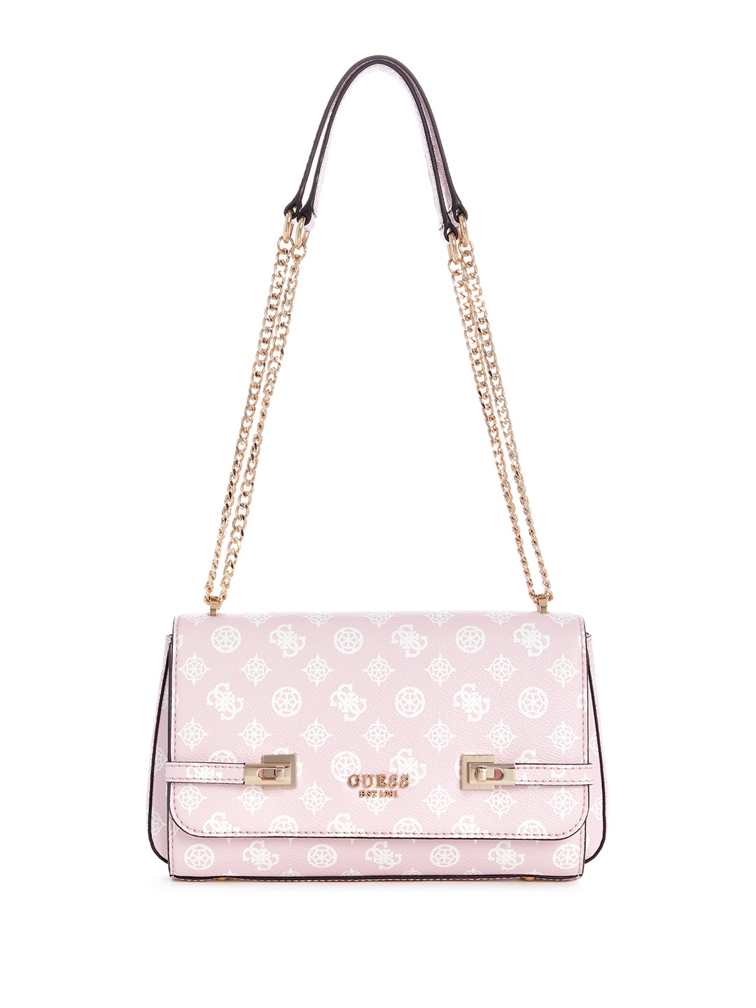 

GUESS Brand Logo Printed Structured Shoulder Bag, Pink