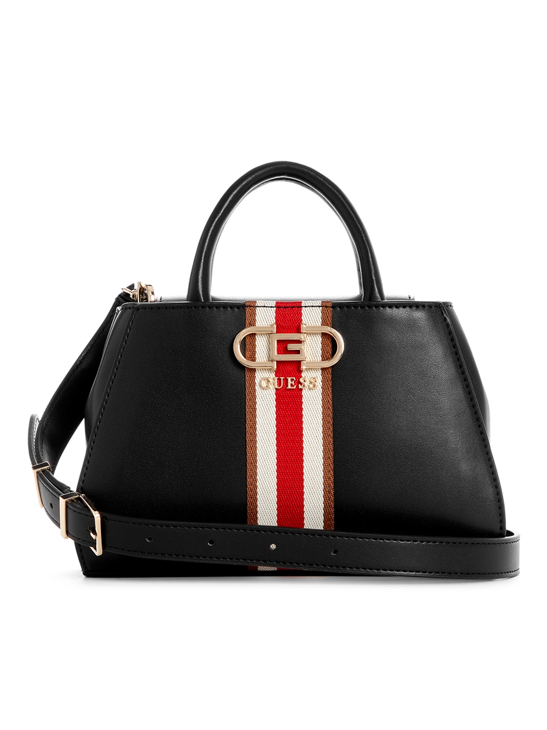 

GUESS Striped Structured Handheld Bag, Black