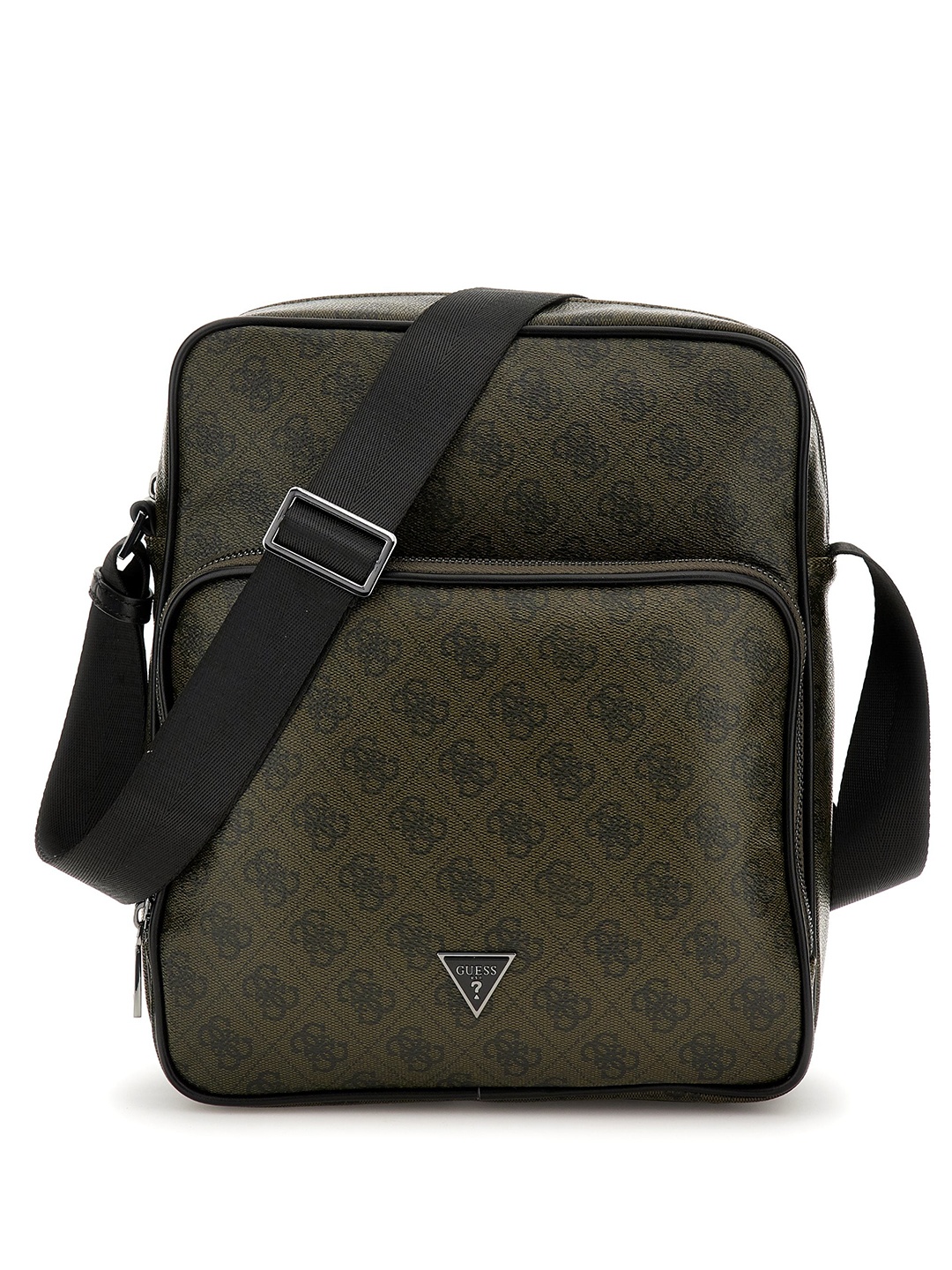 

GUESS Men Brand Logo Printed Structured Messenger Bag, Olive