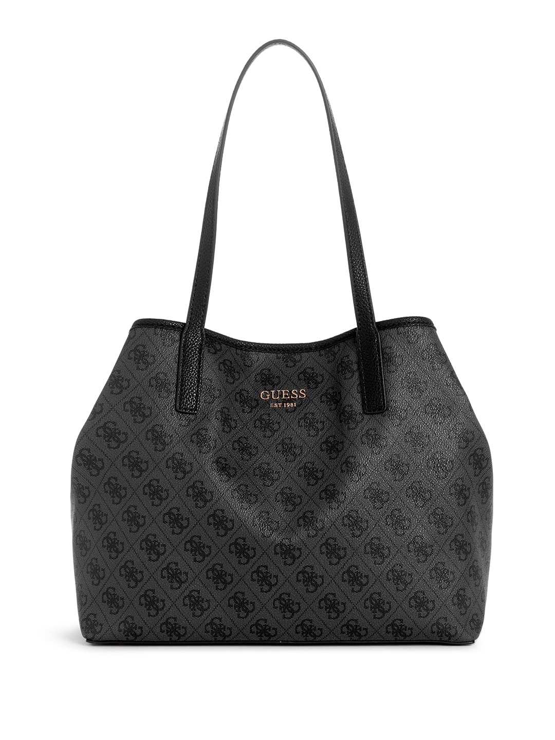 

GUESS Brand Logo Printed Structured Shoulder Bag with Pouch, Charcoal