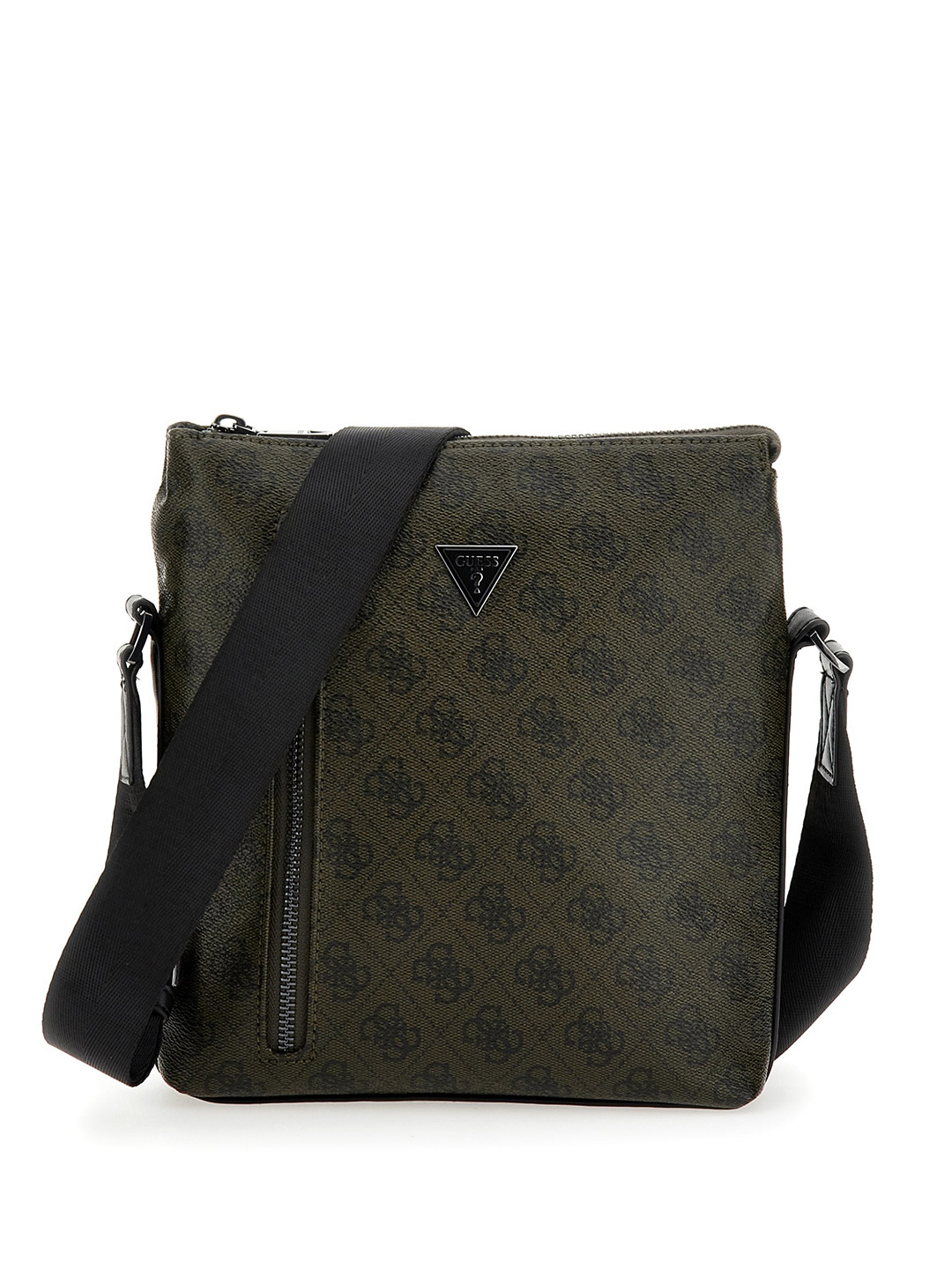 

GUESS Men Brand Logo Printed Structured Messenger Bag, Olive