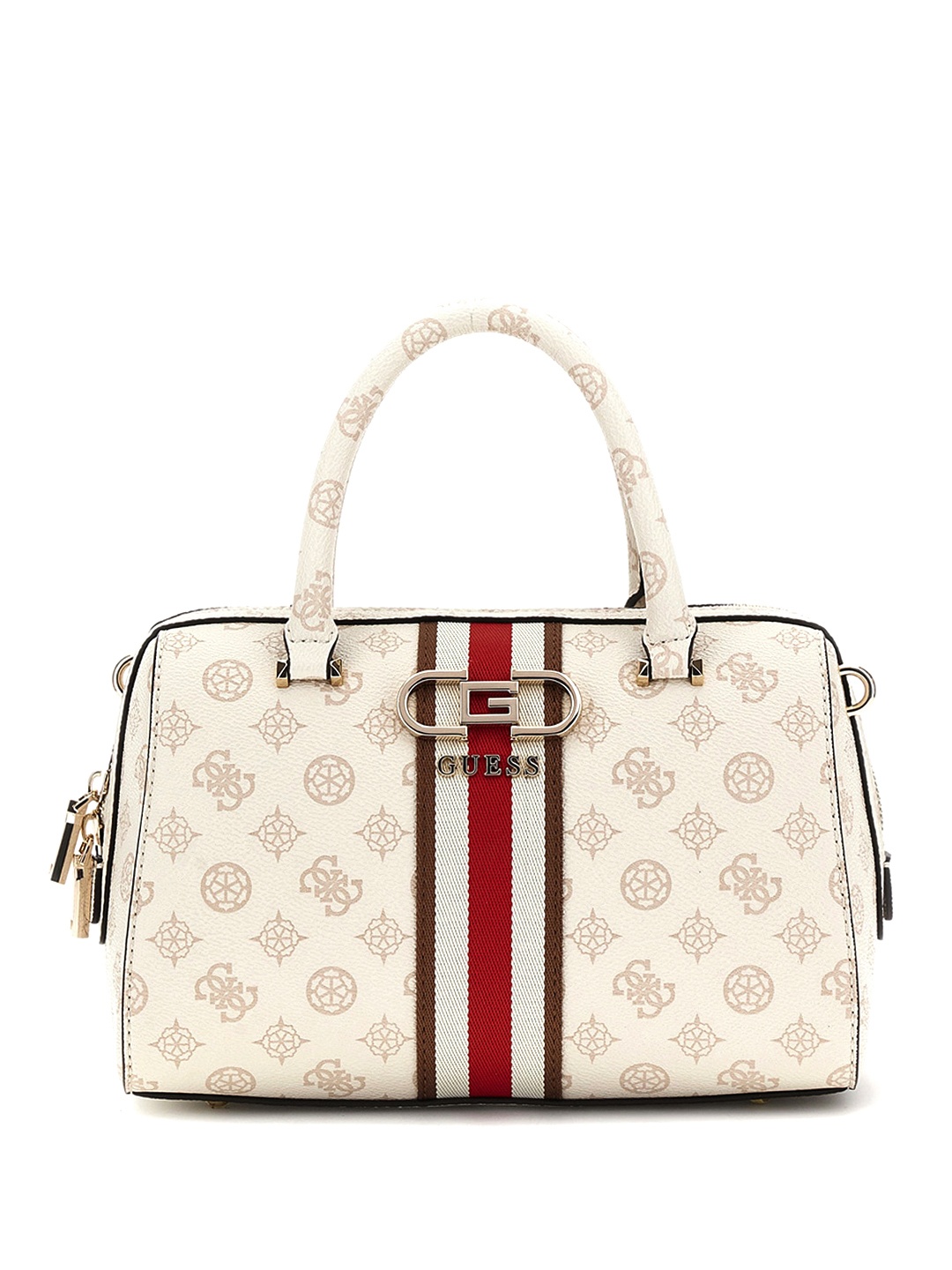 

GUESS Brand Logo Printed Bowling Handheld Bag, White