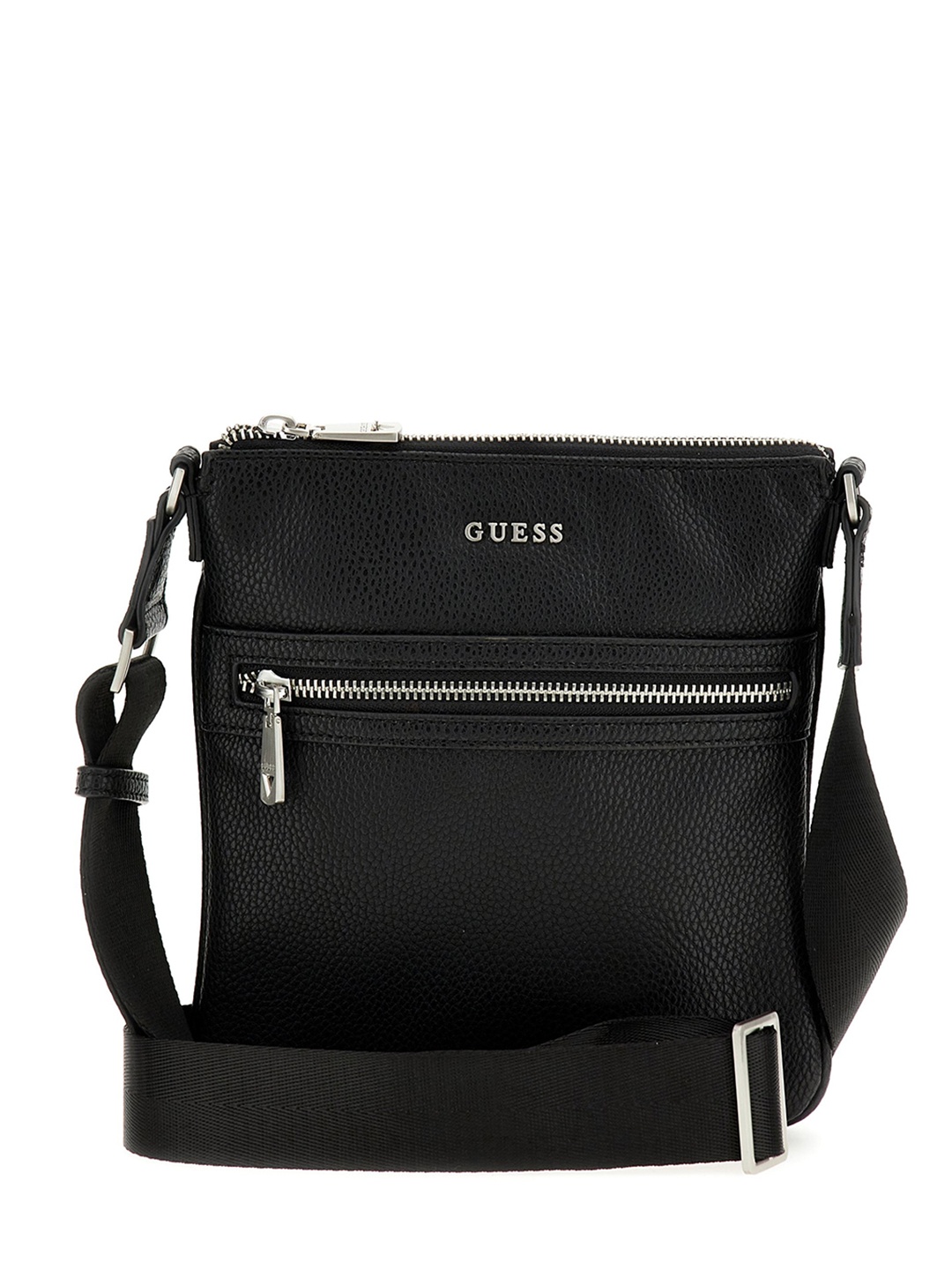 

GUESS Geometric Textured PU Structured Sling Bag, Black