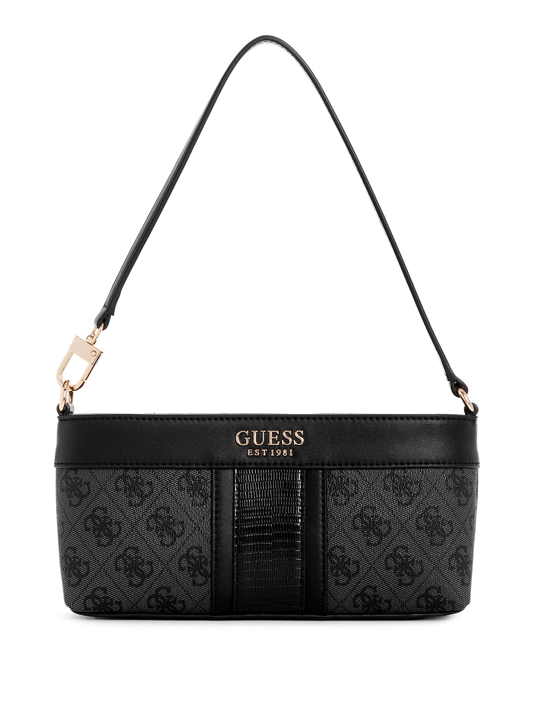 

GUESS Brand Logo Printed Structured Shoulder Bag, Grey
