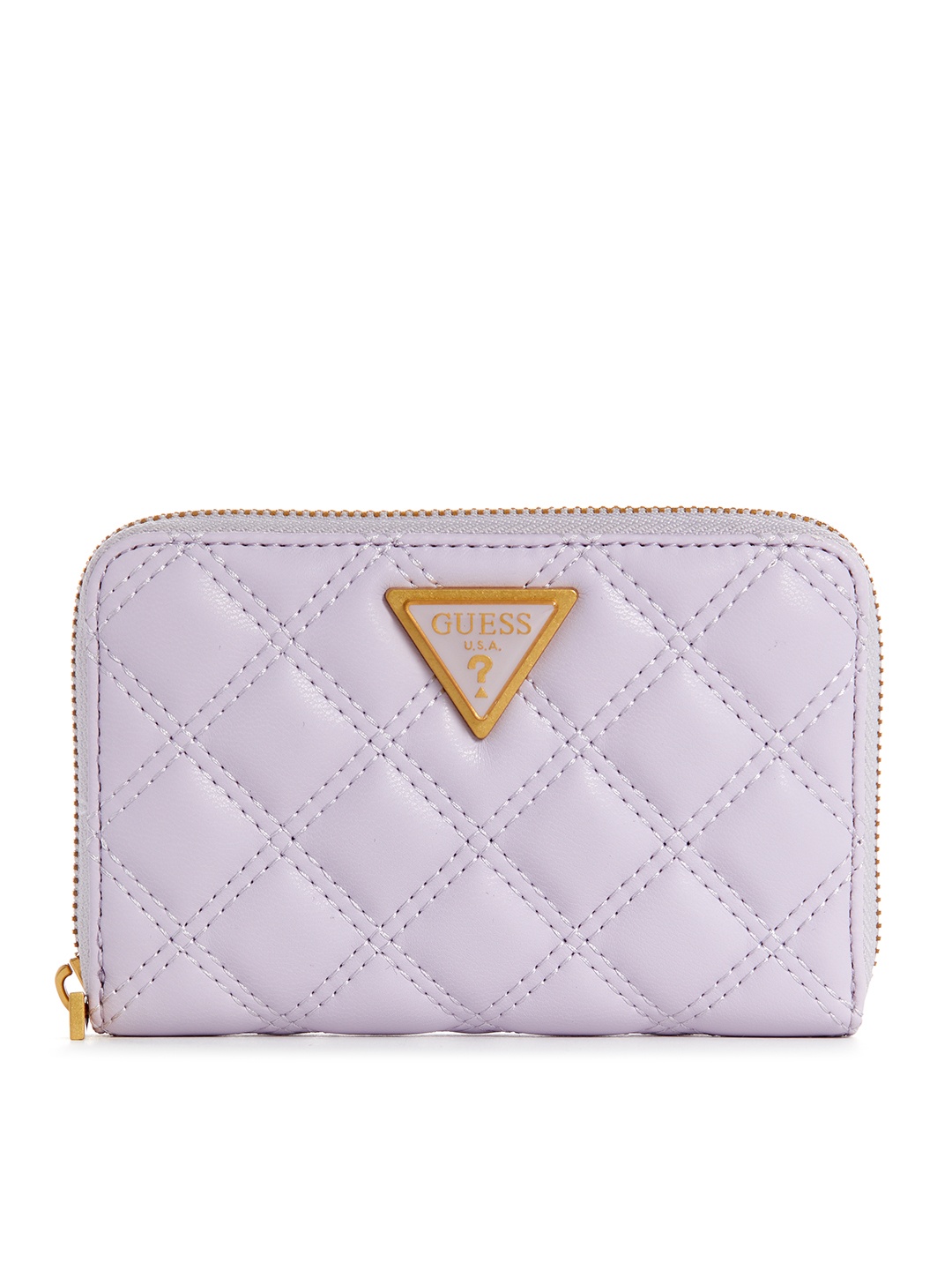 

GUESS Women Brand Logo Textured Zip Around Wallet With Quilted Detail, Lavender