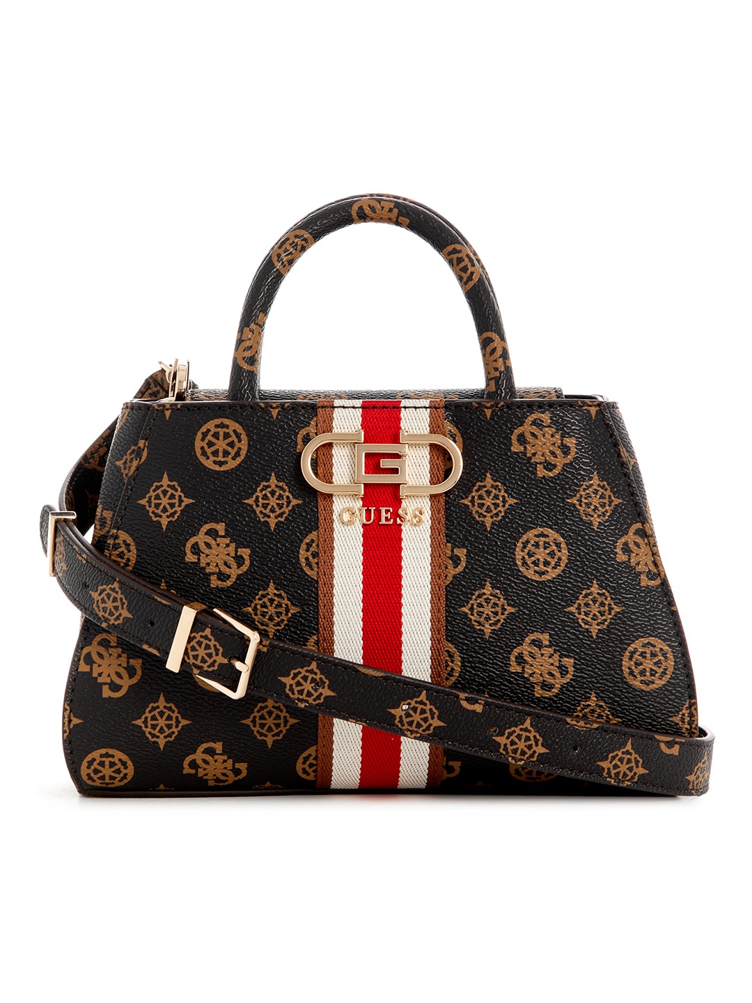 

GUESS Brand Logo Printed Structured Handheld Bag, Black