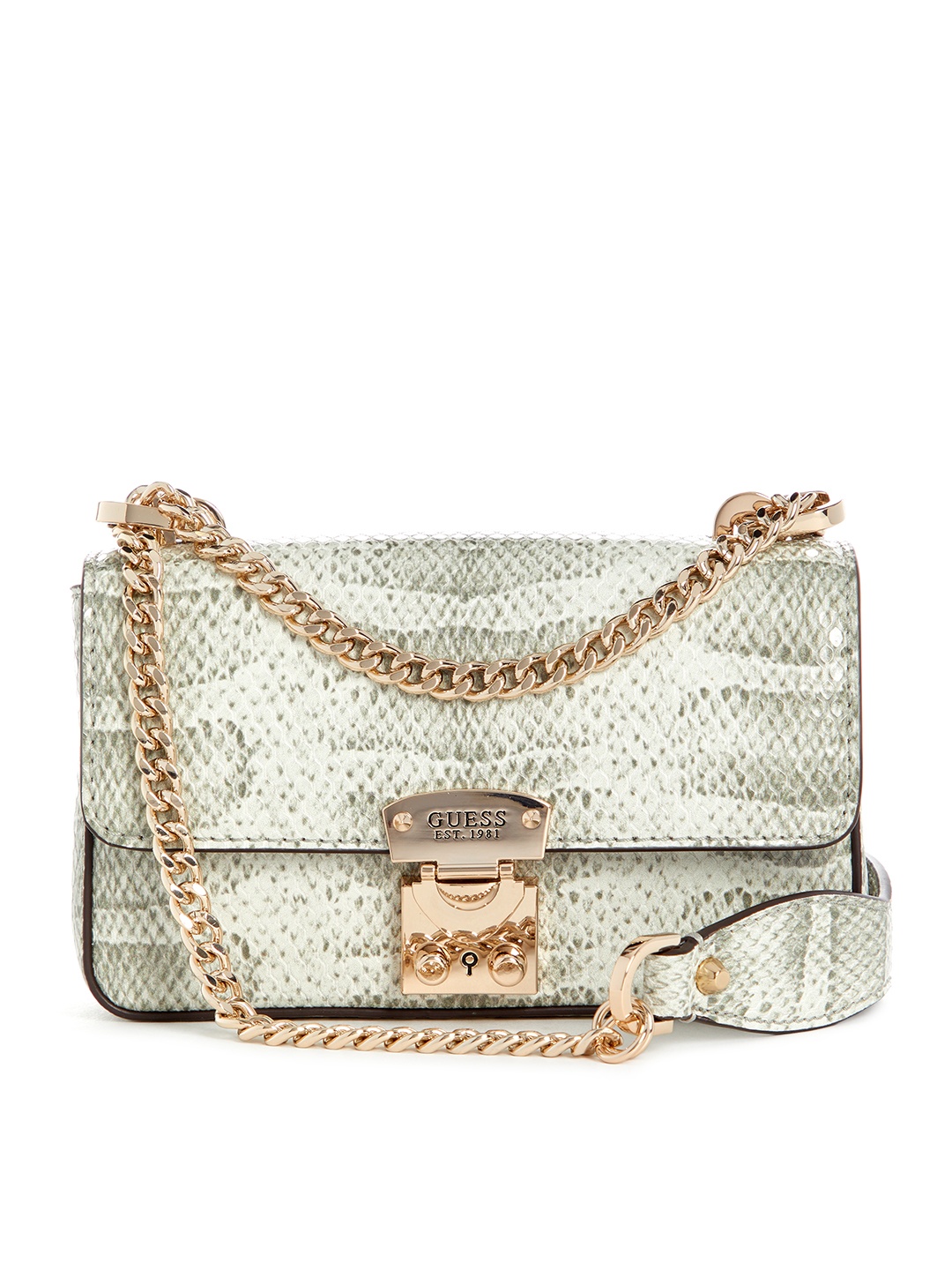 

GUESS Snake Textured Structured Sling Bag, Grey