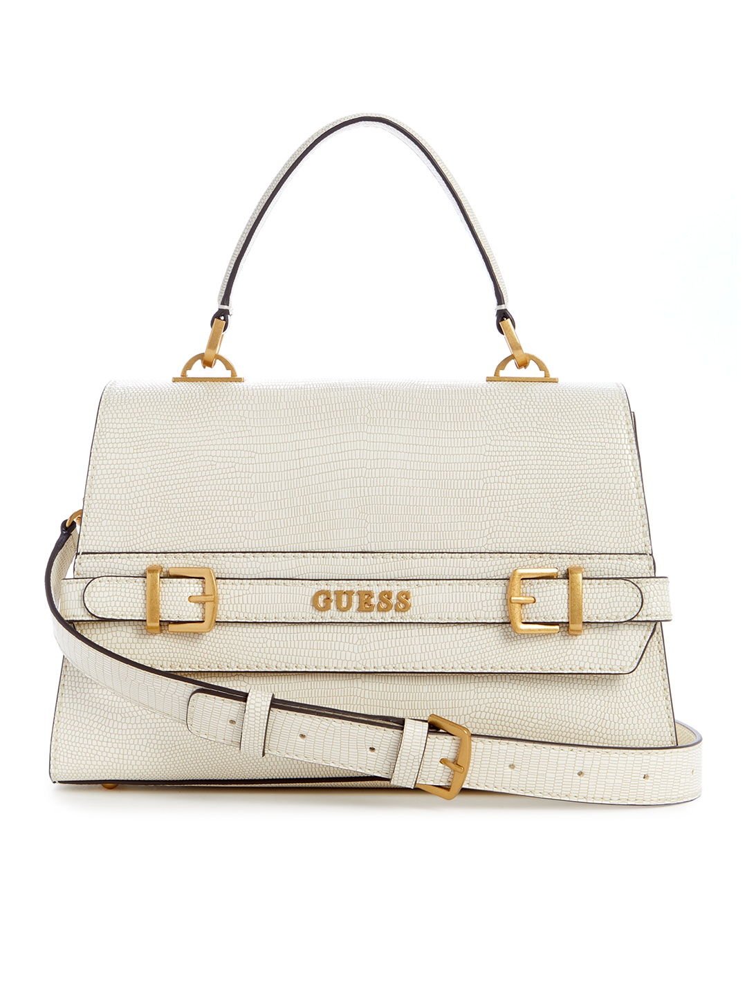 

GUESS Textured Structured Satchel Bag, Off white