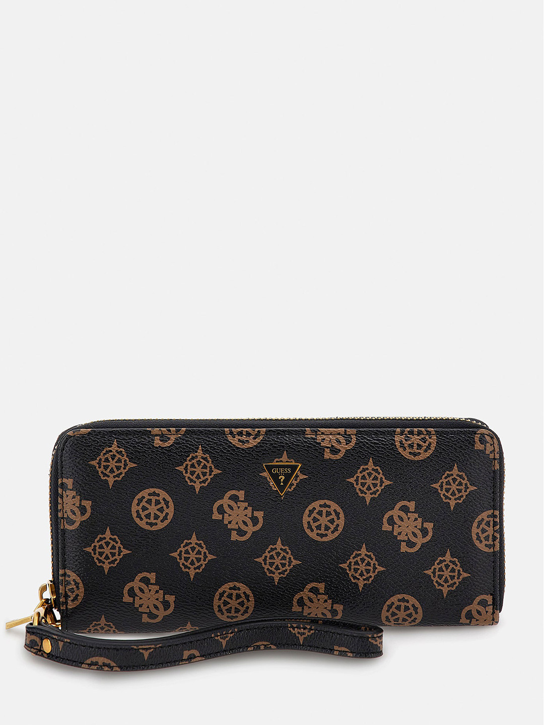 

GUESS Women Brand Logo Printed Zip Around Wallet, Brown