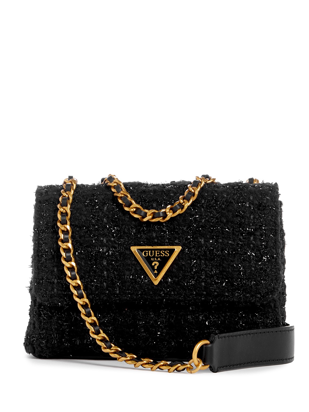 

GUESS Woven Design Structured Shoulder Bag, Black