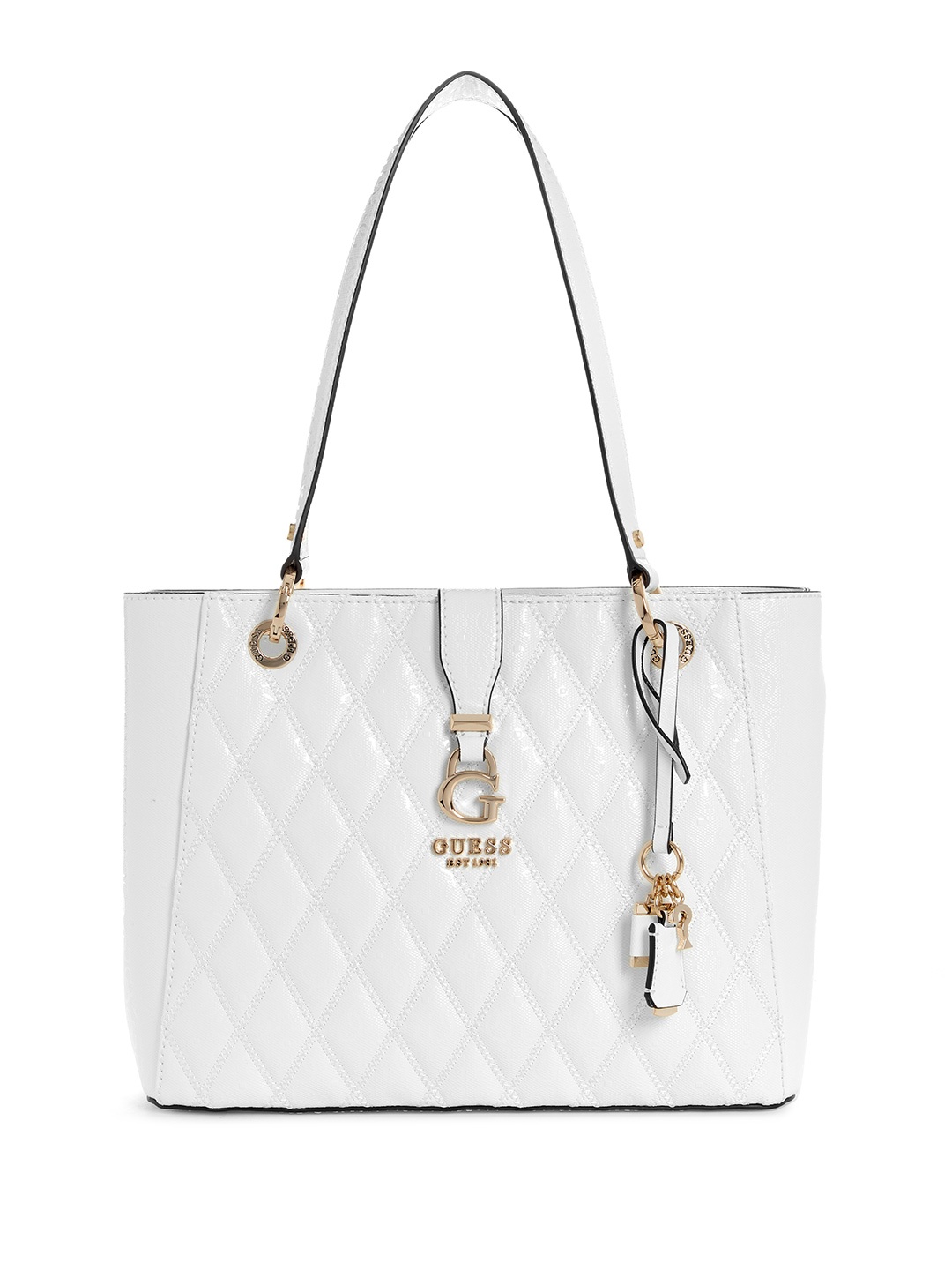 

GUESS Textured Quilted Structured Shoulder Bag, White