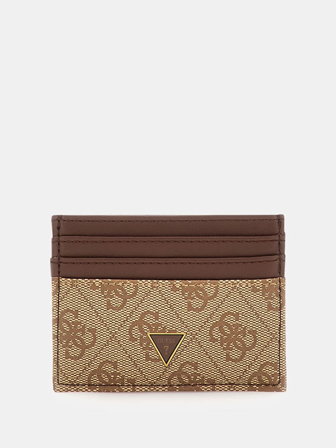 

GUESS Men Brand Logo Printed PU Card Holder, Brown
