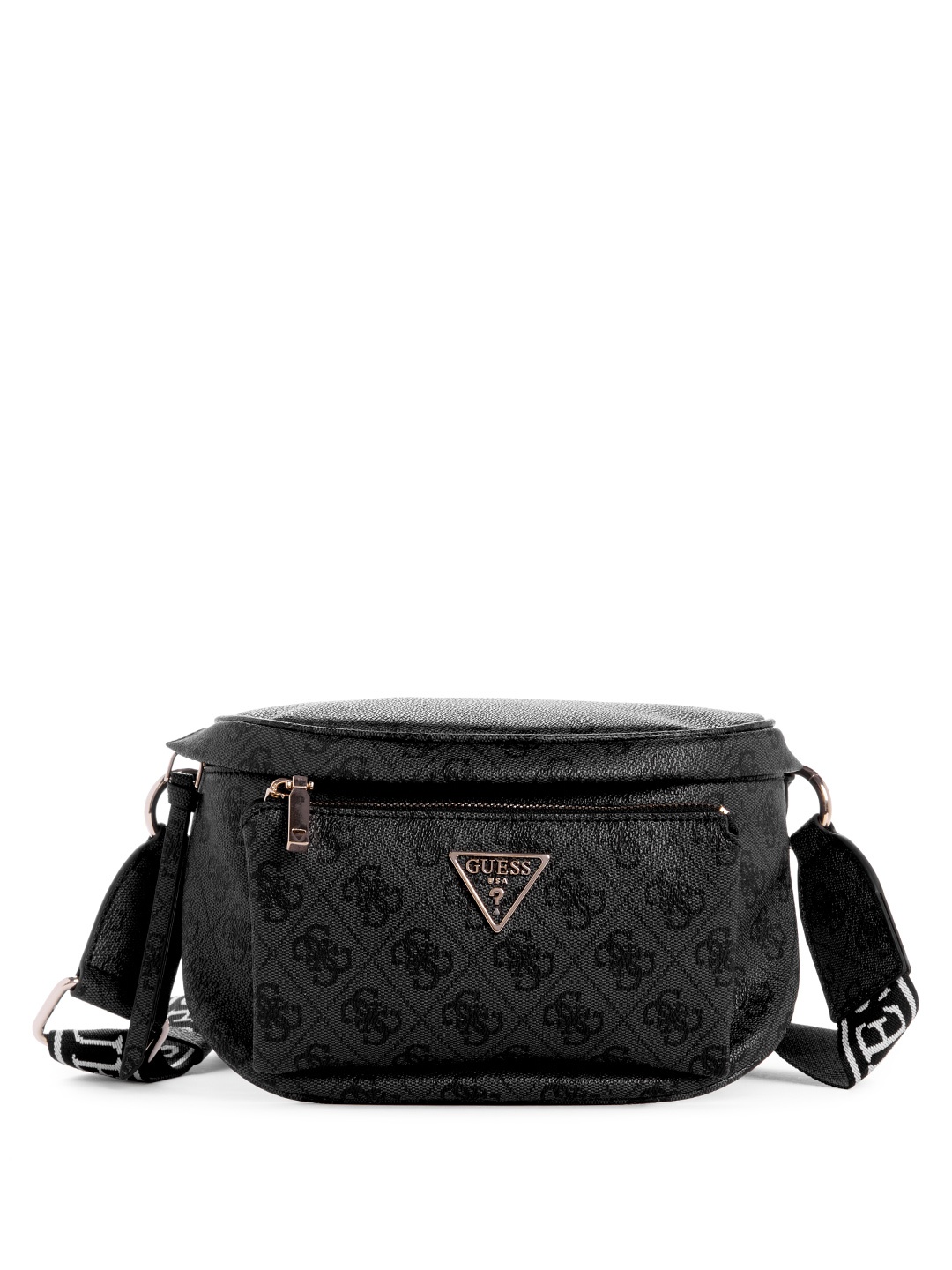 

GUESS Brand Logo Printed Structured Sling Bag, Black