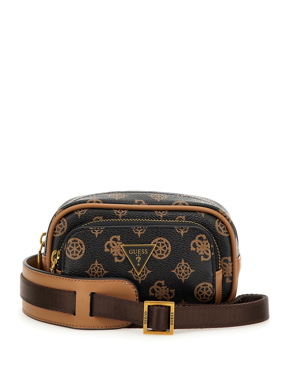 

GUESS Men Brand Logo Print Waist Pouch, Brown