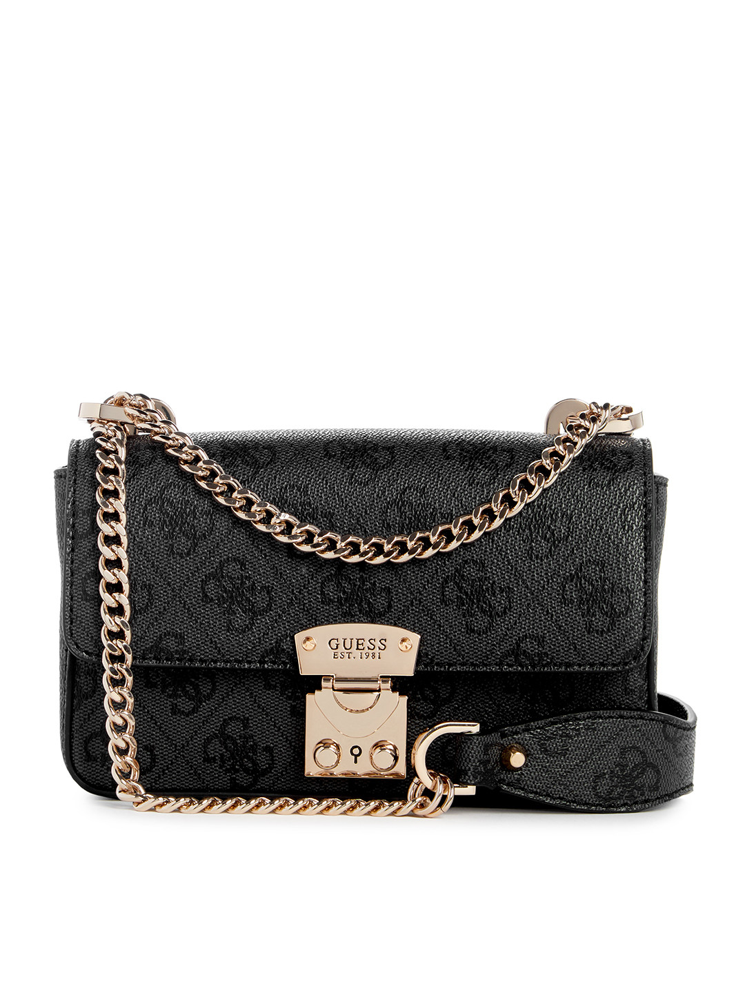 

GUESS Brand Logo Printed Structured Sling Bag, Black