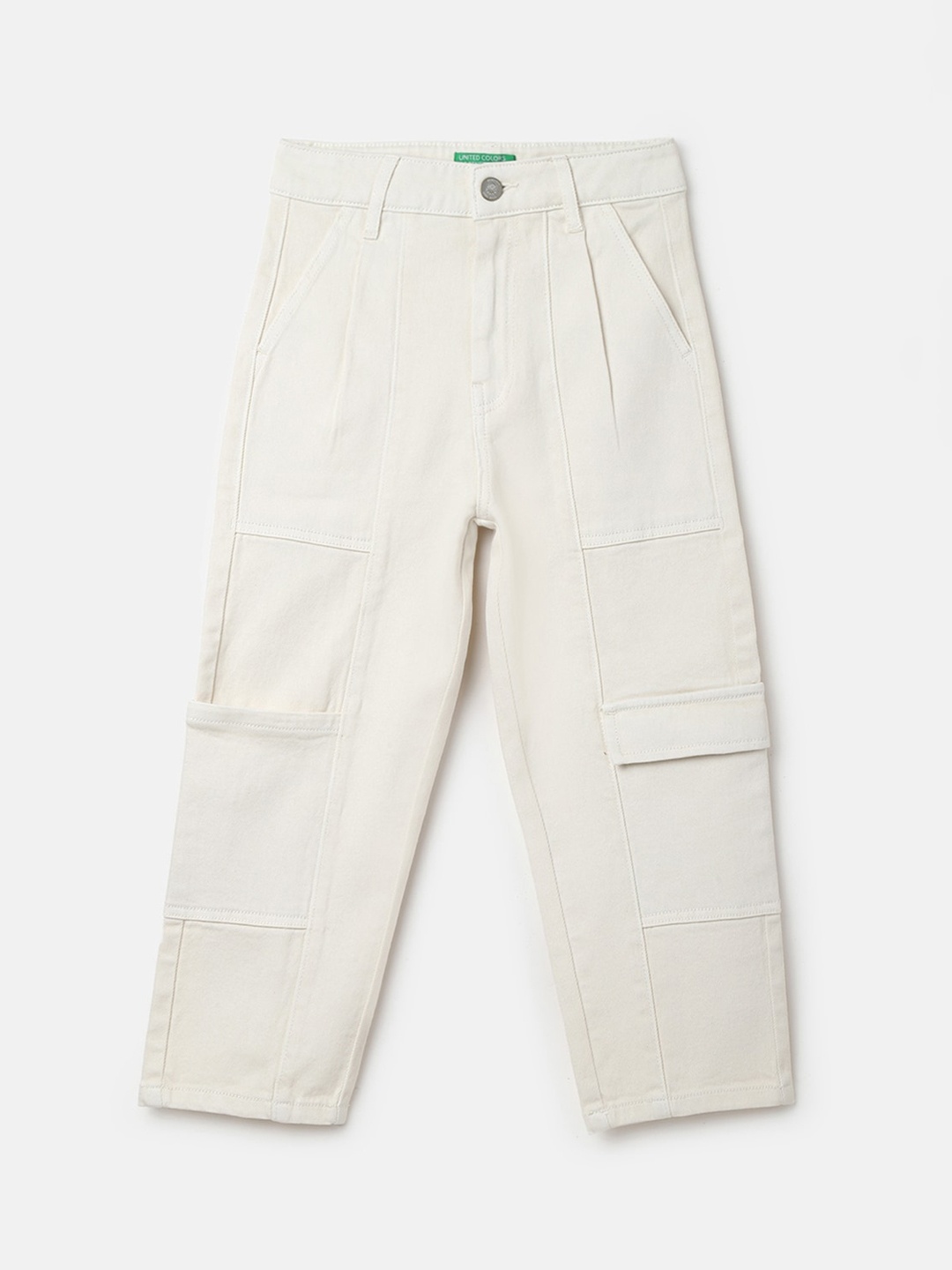 

United Colors of Benetton Girls Straight Fit Cargos Trousers, White