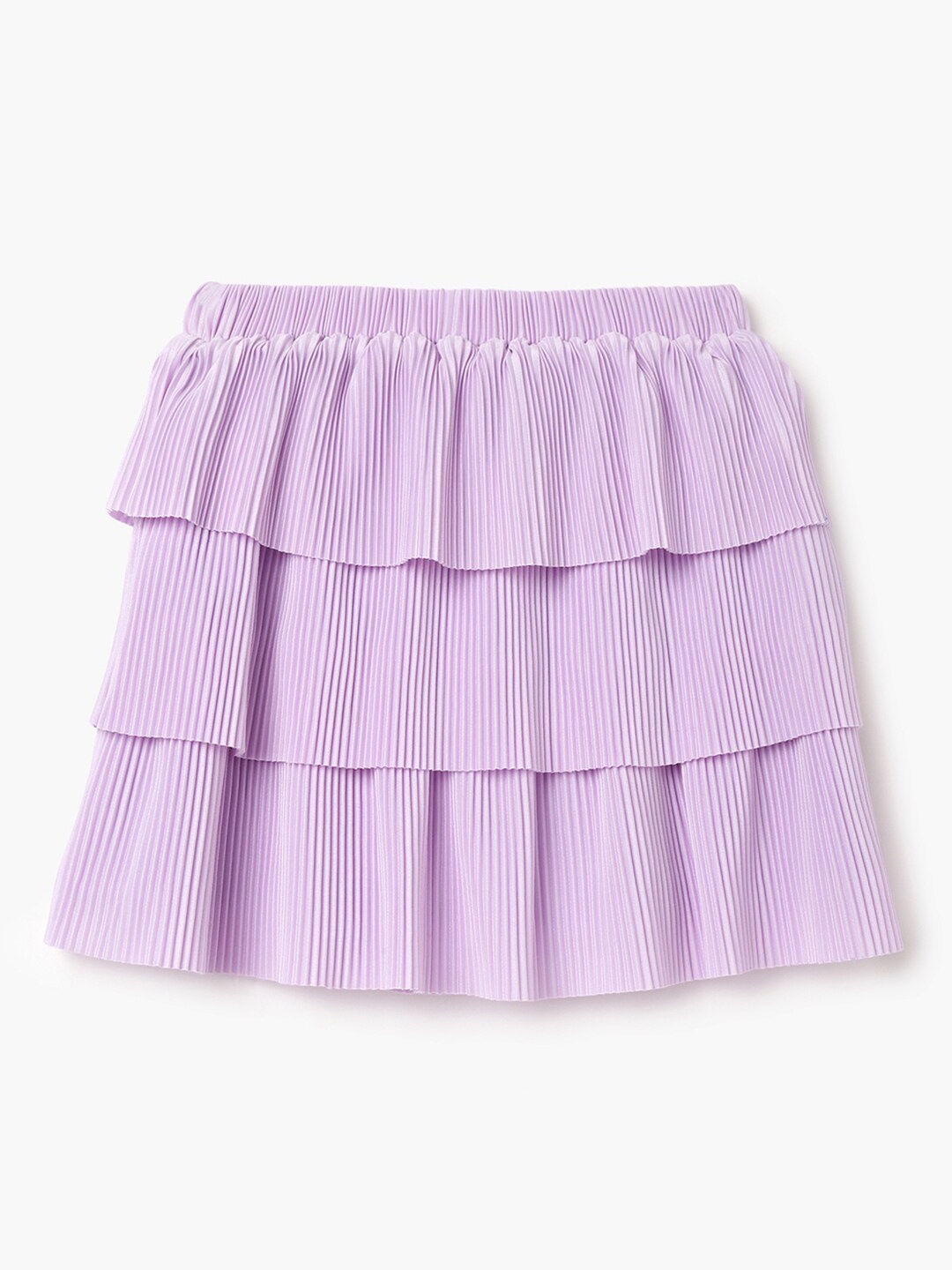 

United Colors of Benetton Girls Layered Knee Length Flared Skirt, Purple
