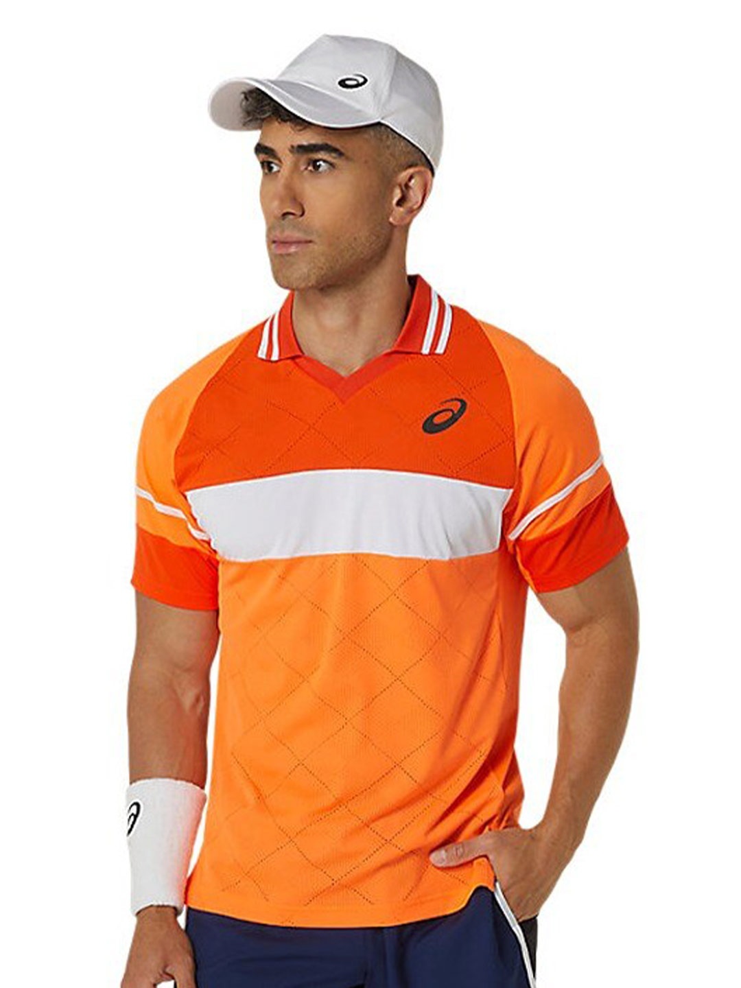 

ASICS Match Colourblocked Polo Collar T-Shirt, Orange