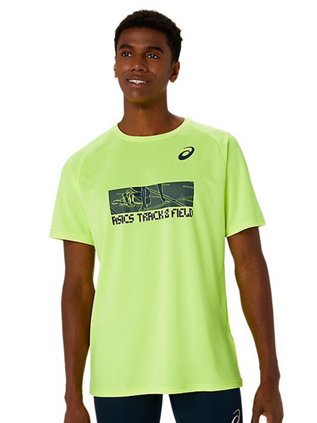 

ASICS Track Practice Graphic Printed Round Neck T-Shirt, Yellow