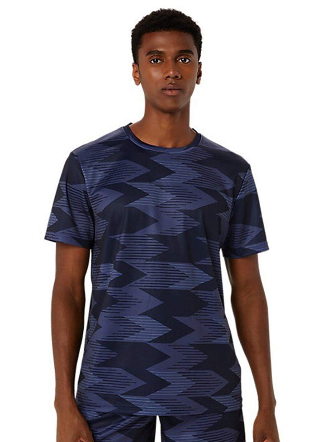 

ASICS Seasonal All Over Print SS Round Neck T-Shirt, Blue