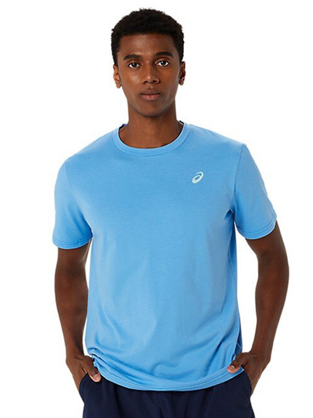 

ASICS Spiral Embroidery Short Sleeves Cotton T-shirt, Blue