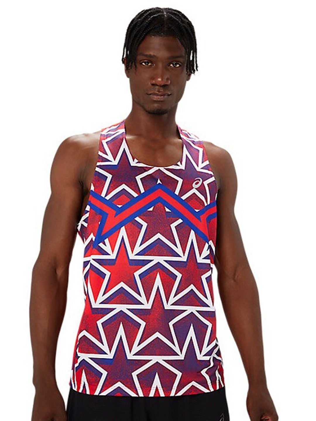 

ASICS Nations Run Printed Round Neck T-Shirt, Red