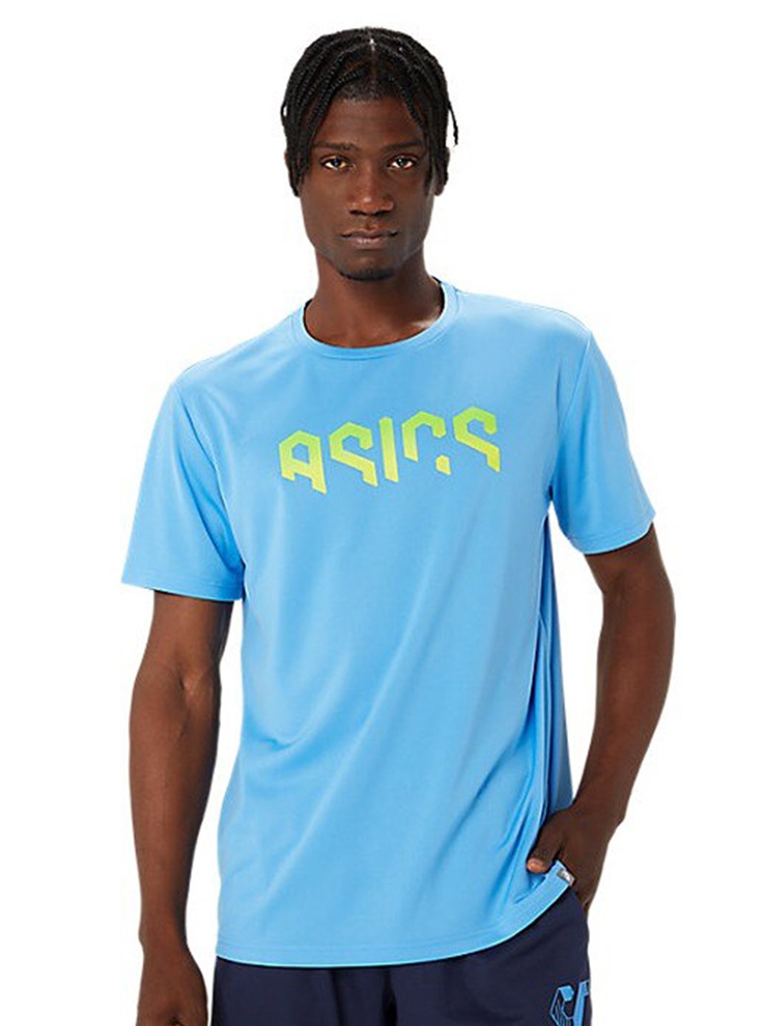 

ASICS Hex Graphic Dry SS Printed Round Neck T-Shirt, Blue