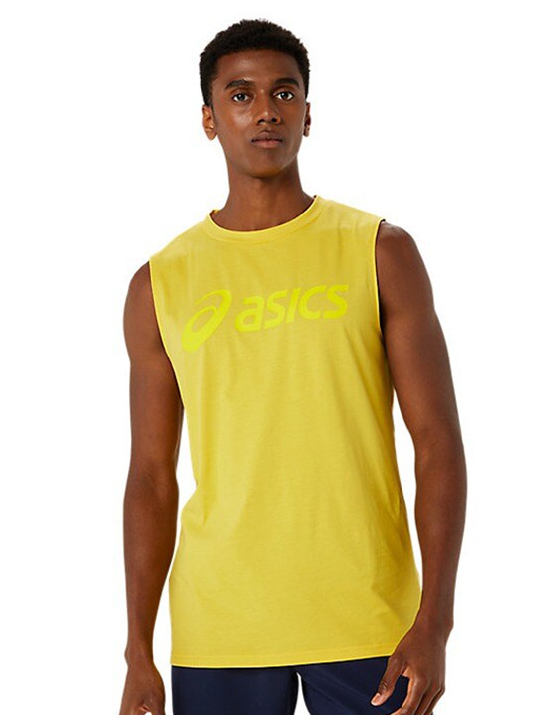 

ASICS Graphic Printed Cotton Sleeveless T-Shirt, Yellow