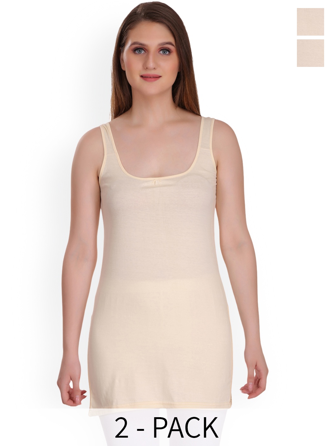 

SELFCARE Pack of 2 Sleeveless Camisoles, Cream