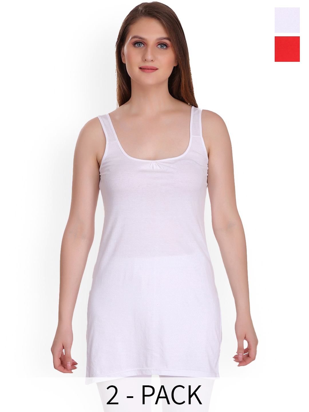 

SELFCARE Pack Of 2 Longline Cotton Camisoles, White