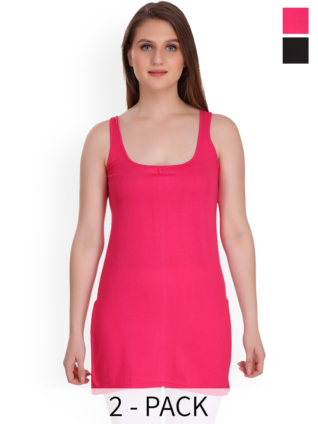 

SELFCARE Pack of 2 Sleeveless Camisoles, Pink