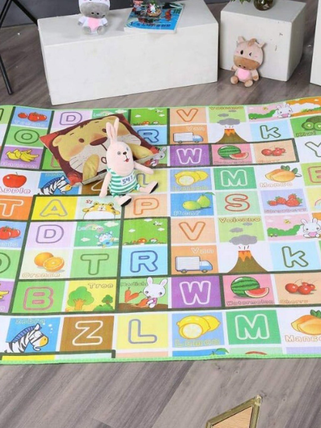 

INDHOME LIFE Kids Alphabet Play Double Sided BPA Free Learning Floor Carpet Mat, Green